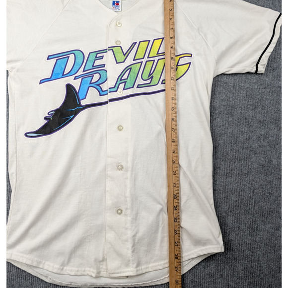 Vintage Tampa Bay Devil Rays Jersey Mens Medium 90s Baseball Russel MLB Sports - Picture 3 of 9
